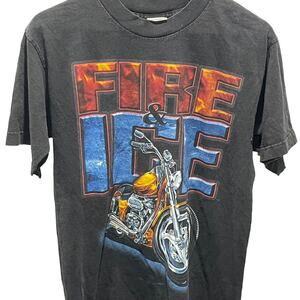 Vintage 90s Fire And Ice Motorcycle Shirt Adult Medium